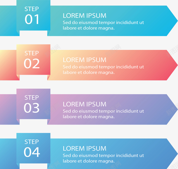 四个步骤彩色图表png免抠素材_新图网 https://ixintu.com 信息图表 四个步骤 彩色图表 步骤图 流程图 矢量png