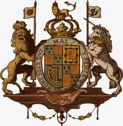 家族标志狮子中世纪复古金属图章高清图片