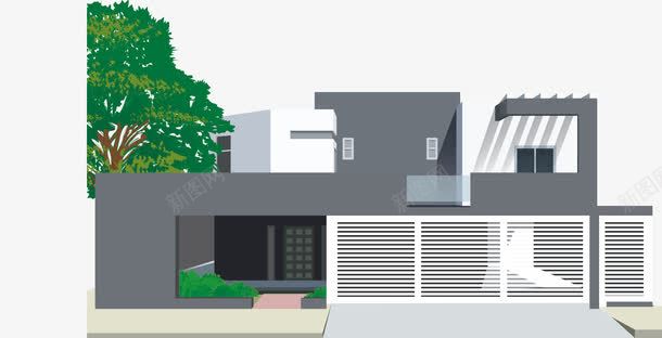 高大上的房子矢量图ai免抠素材_新图网 https://ixintu.com 别墅 办公楼 大树 宾馆 矢量图