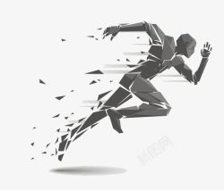 黑白抽象画奔跑的男人抽象画高清图片