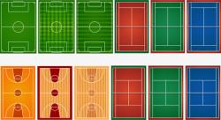 红色篮球场地手绘比赛场地高清图片