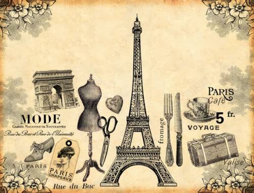 巴黎复古花纹背景背景