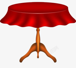红布礼桌铺在桌面上的红色桌布高清图片
