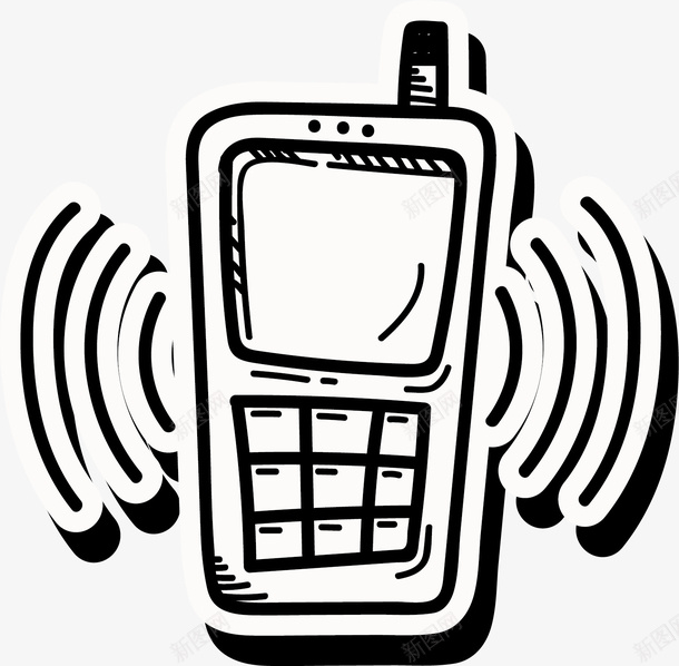 黑色手机立体图图标png_新图网 https://ixintu.com WiFi信号 卡通手绘 手机 水彩 通讯设备 黑色