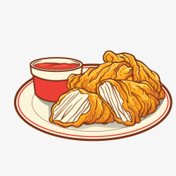 免抠韩国食物卡通炸鸡快餐高清图片