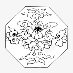 莲花边框盛开的莲花图案八边形边框图标高清图片