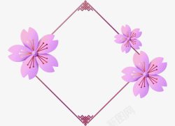 3D立体紫色花朵纸雕素材