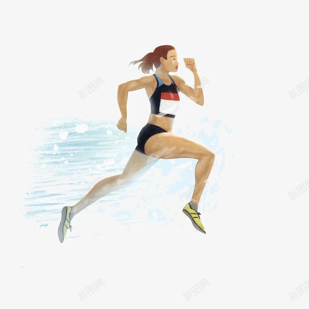 奔跑的女选手png免抠素材_新图网 https://ixintu.com 卡通手绘 奔跑 比赛 赛跑 跑步 运动 运动员 锻炼 长跑 飞奔 马拉松