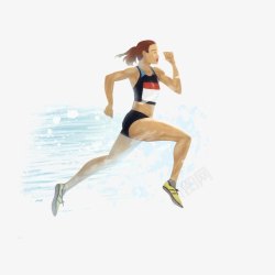 马拉松半程比赛奔跑的女选手高清图片