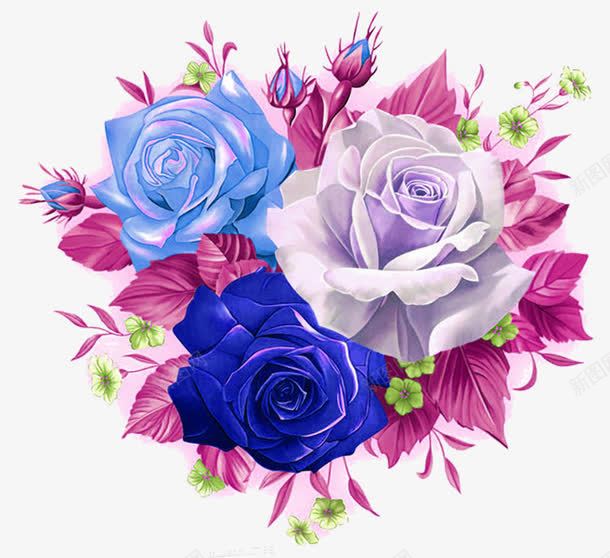 多色玫瑰png免抠素材_新图网 https://ixintu.com 淡紫色玫瑰 淡蓝色玫瑰 玫瑰花 蓝紫色玫瑰 蔷薇花