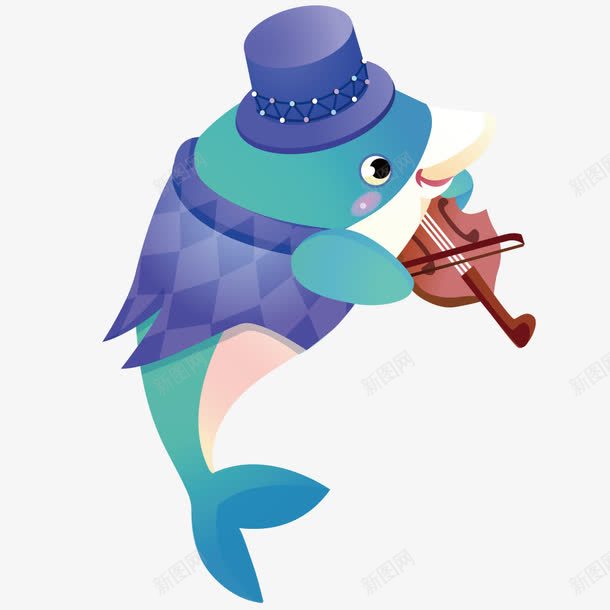 海豚拉小提琴png免抠素材_新图网 https://ixintu.com 乐器 小提琴图 海底动物 海豚 海豚logo 音乐