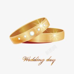 矢量金色对戒金色结婚戒指高清图片