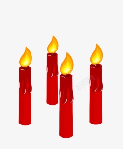 香烛手绘红色蜡烛高清图片