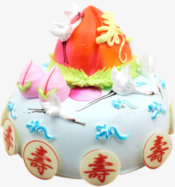 装饰仙鹤寿满天年贺寿蛋糕高清图片