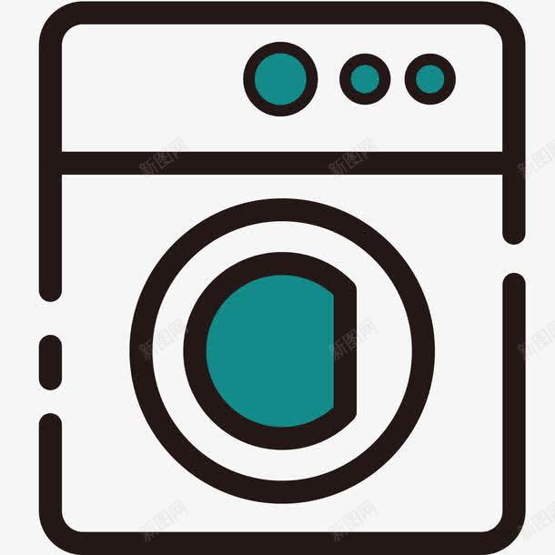 绿色手绘洗衣机元素图标png_新图网 https://ixintu.com 卡通图标 圆角 家电 扁平化 手绘 机器 洗衣机 绿色