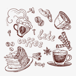研磨咖啡饮品美味可口咖啡饮品手账矢量图高清图片