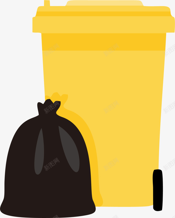 黄色垃圾桶垃圾袋png免抠素材_新图网 https://ixintu.com 世界环境日 卡通垃圾袋 垃圾回收 垃圾桶 垃圾袋 环保 生态循环 自然