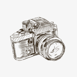 手绘复古相机聚焦手绘相机矢量图高清图片