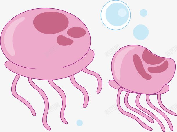 卡通水母png免抠素材_新图网 https://ixintu.com 彩色水母 水泡 海洋生物 粉色 红色水母