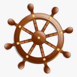 船舵PNG图手绘咖啡色船舵图高清图片