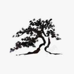 水墨叶片黑色松树高清图片