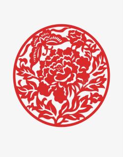 传统节日花卉剪纸中国传统剪纸图案高清图片