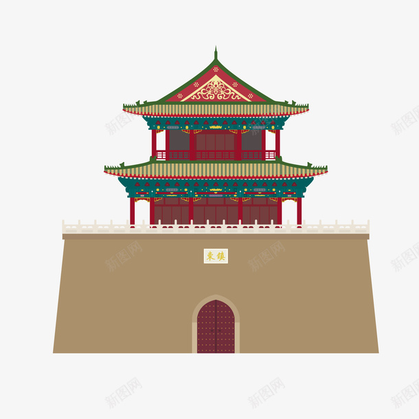 灰色建筑城楼元素png免抠素材_新图网 https://ixintu.com 三角形 卡通插画 城楼 建筑 房屋 栏杆 灰色 红色