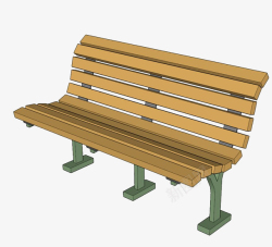 棕色木凳手绘公园凳子椅子高清图片