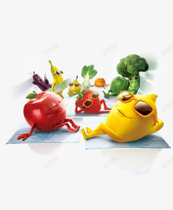 创意水果蔬菜卡通形象png免抠素材_新图网 https://ixintu.com 创意 卡通形象 搞笑香蕉 水果 苹果 草莓 蔬菜 西兰花 香蕉 香蕉人