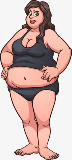 胖女人减肥手绘胖女人矢量图高清图片