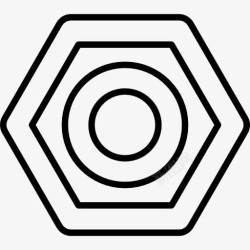 六边形的轮廓六边形和圆轮廓形状图标高清图片