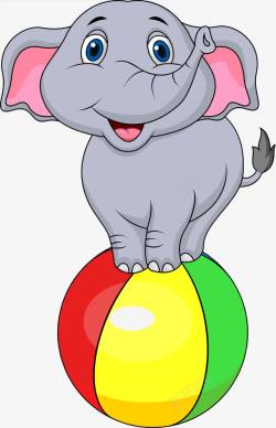高兴的大象站在彩色球上高清图片