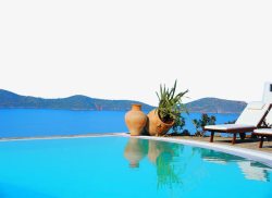 度假旅游扁平化景色爱情海的泳池高清图片