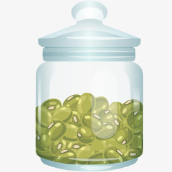 绿豆滋补粥瓶子里的绿豆插画矢量图高清图片
