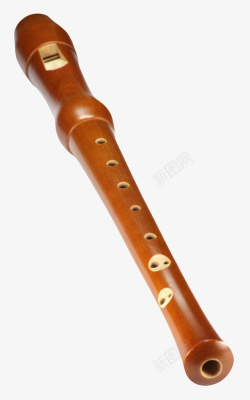 棕色木质乐器竖笛实物素材