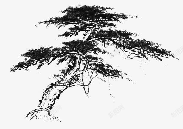迎客松水墨画png图片免费下载 素材7qnukwkau 新图网