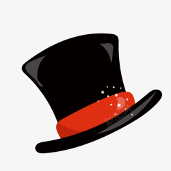 黑红色卡通魔术师帽子素材
