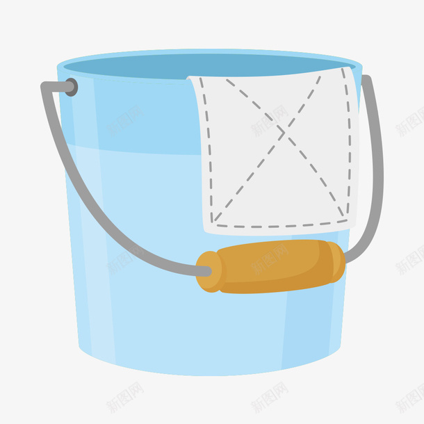 卡通蓝色桶图标png_新图网 https://ixintu.com 劳动工具 卡通木桶 卡通水桶 卡通铁桶 手绘扁平化水桶图标 蓝色桶