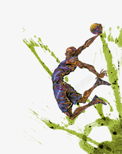 彩绘立体运动员投篮素材