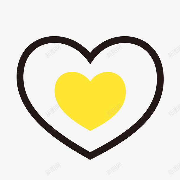 黄色手绘心形卡通图标矢量图eps_新图网 https://ixintu.com 卡通图标 心形 扁平化 手绘 点赞 爱心空心 爱情 爱没有距离 矢量图 黄色