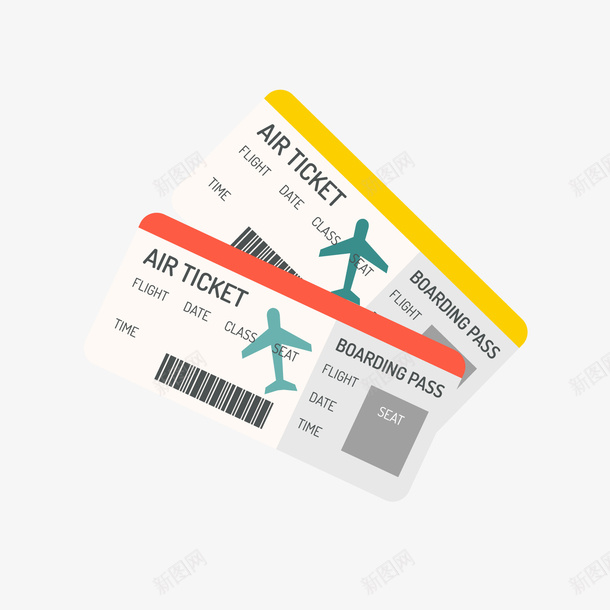 卡通飞机票png免抠素材_新图网 https://ixintu.com 卡通飞机 旅行装饰 机票 背景装饰 飞机票