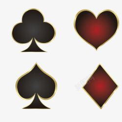 扑克红桃心立体扑克牌矢量图高清图片