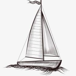 海上交通工具手绘帆船高清图片