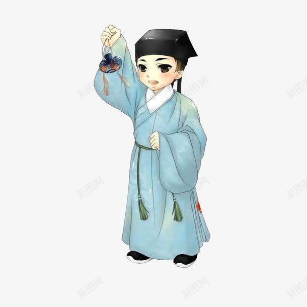 男士道袍png免抠素材_新图网 https://ixintu.com 好看 汉服 汉服卡通 浅蓝 道袍