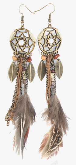 羽毛耳环图片波西米亚羽毛民族流苏耳环高清图片