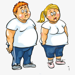 胖瘦对比的男士和女士素材