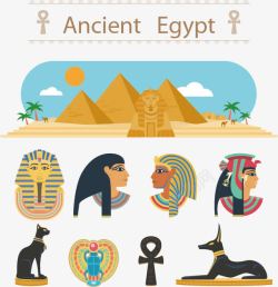 木乃伊埃及卡通元素矢量图高清图片
