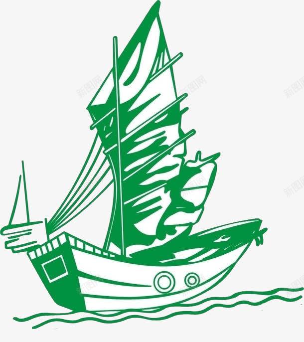 乘风破浪png免抠素材_新图网 https://ixintu.com 大海 帆船 手绘 扬帆出海 海上交通 绿色