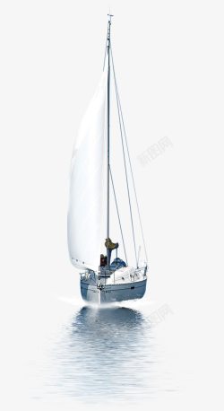 白色帆航海帆船高清图片