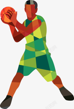 高校篮球赛运动员传球折纸插画高清图片